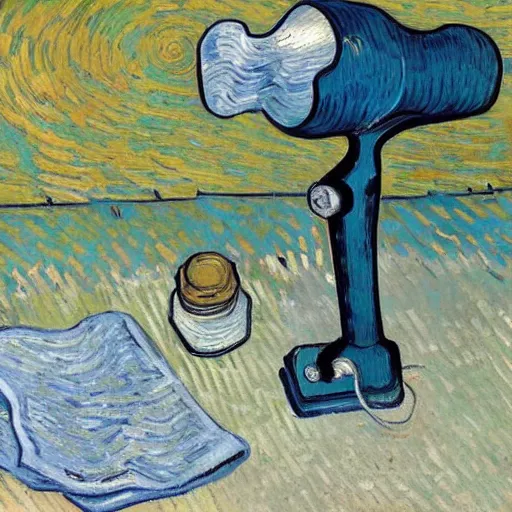 Prompt: a hair dryer painted by van gogh