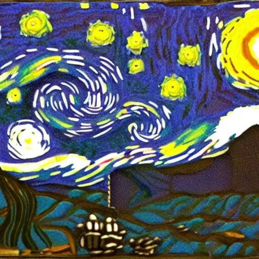 Image similar to claymation starry night, by laika, wallace and grommet