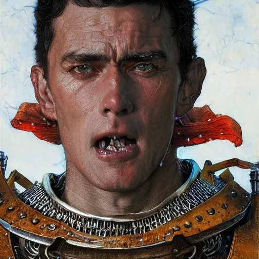 Image similar to guts as a knight, closeup portrait art by norman rockwell and donato giancola and greg rutkowski