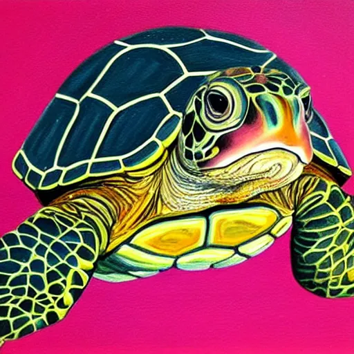 Prompt: a painting of a turtle.