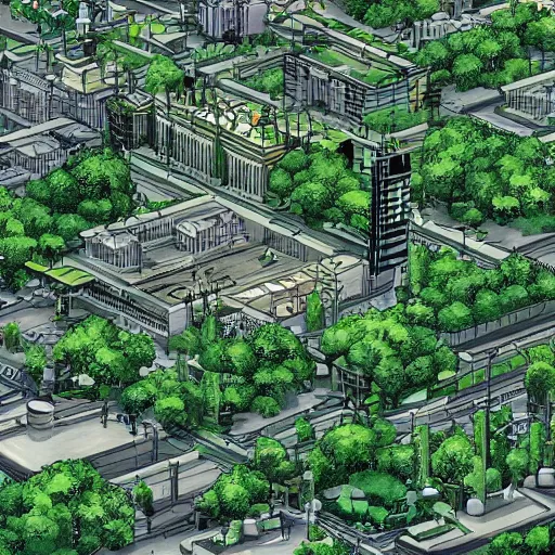 Prompt: s city covered by a lot of green vegetation,artstation,very detailed