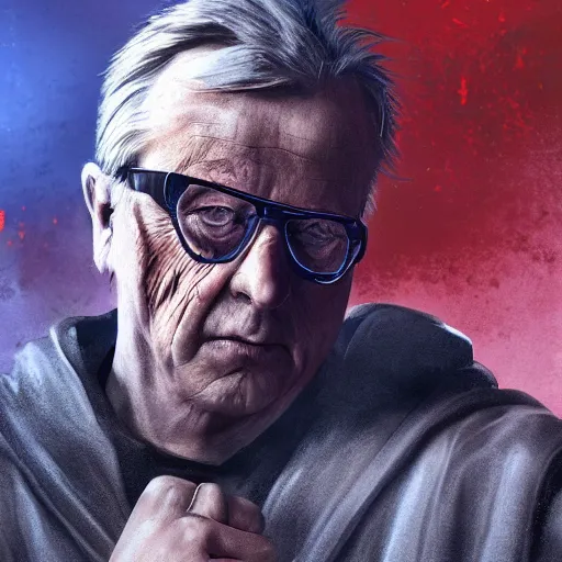 Image similar to Jean-Claude Juncker as a sith lord, post-apocalyptic, Munich, wlop, artstation