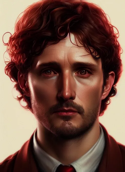 Image similar to ultra realistic illustration, handsome will graham. dark red, blood, intricate, highly detailed, digital painting, artstation, concept art, smooth, sharp focus, illustration, art by artgerm and greg rutkowski and alphonse mucha and wlop