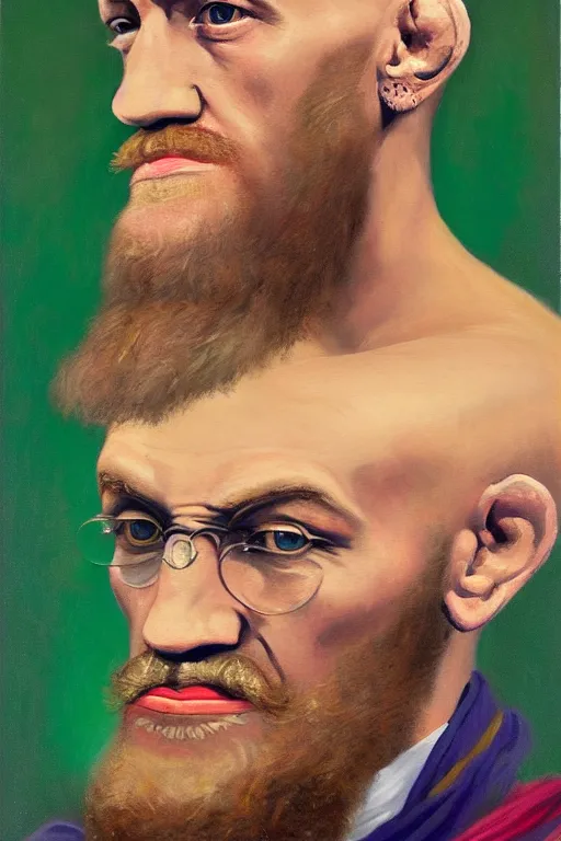 Image similar to full body portrait of conor mcgregor as mahatma gandhi, oil on canvas by william sidney mount, hindu art, great soul, irish folk, trending on artstation