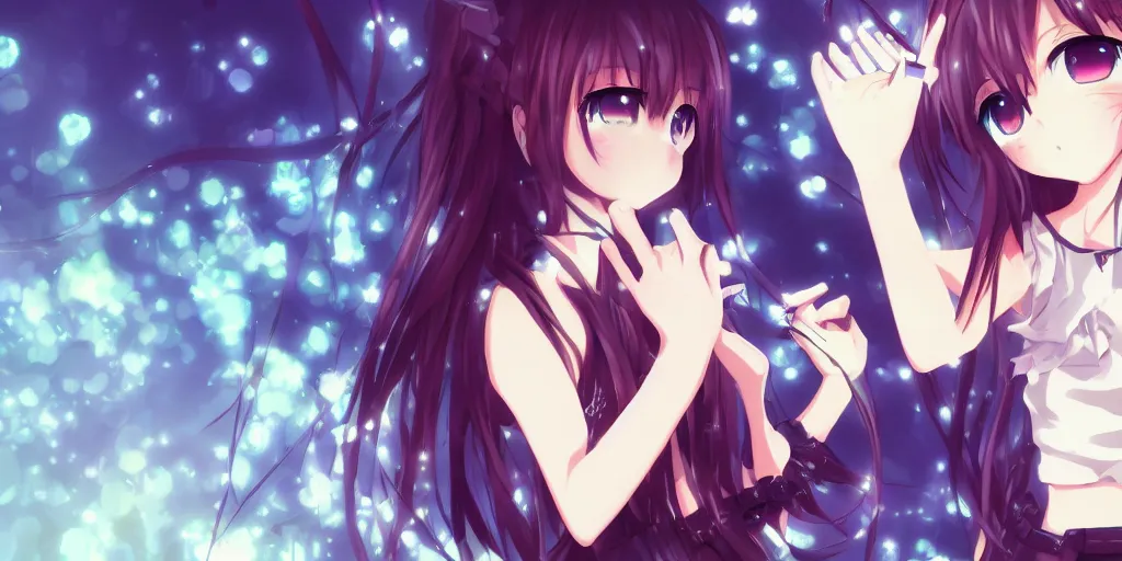 Image similar to anime girl desktop background, otaku, visual key frame, high contrast, top rated on Pixiv