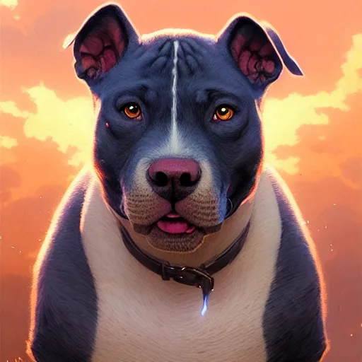 Image similar to highly detailed portrait of saquon barkley as a pitbull, unreal engine, fantasy art by greg rutkowski, loish, rhads, ferdinand knab, makoto shinkai and lois van baarle, ilya kuvshinov, rossdraws, tom bagshaw, global illumination, radiant light, detailed and intricate environment h 6 0 4