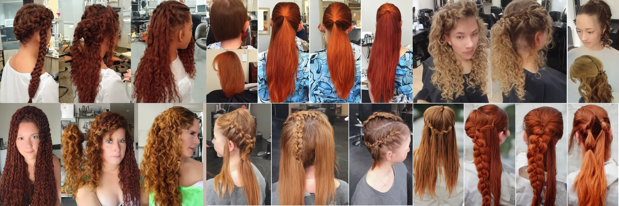 Prompt: before/after, before and after, hairstyle comparison, fiery hairstyle, pigtails, braids, undercut