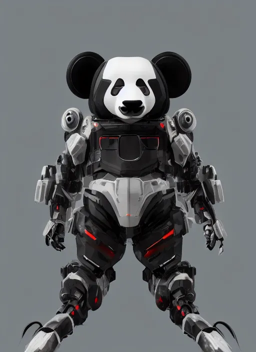 Image similar to minimqlistic mech panda android, naturel, hyper detailed, digital art, trending in artstation, cinematic lighting, studio quality, smooth render, unreal engine 5 rendered, octane rendered, art style by klimt and nixeu and ian sprigger and wlop and krenz cushart