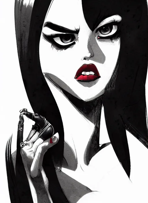 Prompt: highly detailed portrait of Jessica rabbit, by Dustin Nguyen, Akihiko Yoshida, Greg Tocchini, Greg Rutkowski, Cliff Chiang, 4k resolution, nier:automata inspired, bravely default inspired, vibrant but dreary red, black and white color scheme!!!