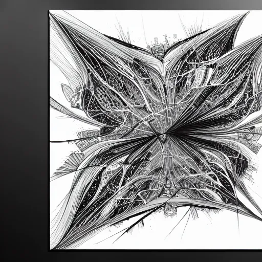 Image similar to abstract black and white concept art graphic painting illustrating diffusion process, overcomplicated, math inspired, hyper detailed