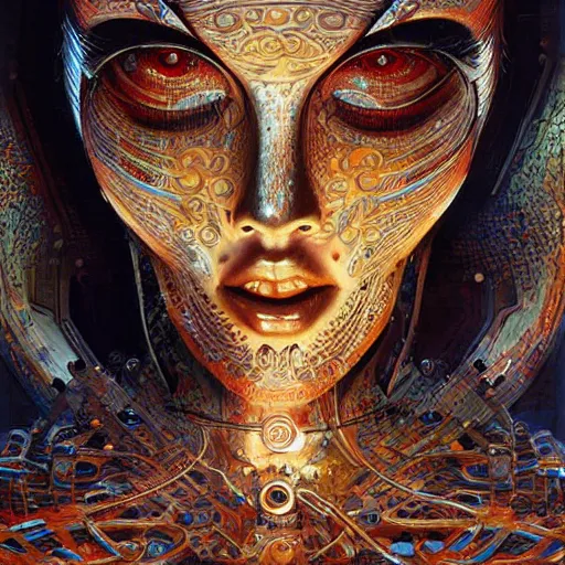 Prompt: Happy Robot, intricate, detailed digital art by Karol Bak