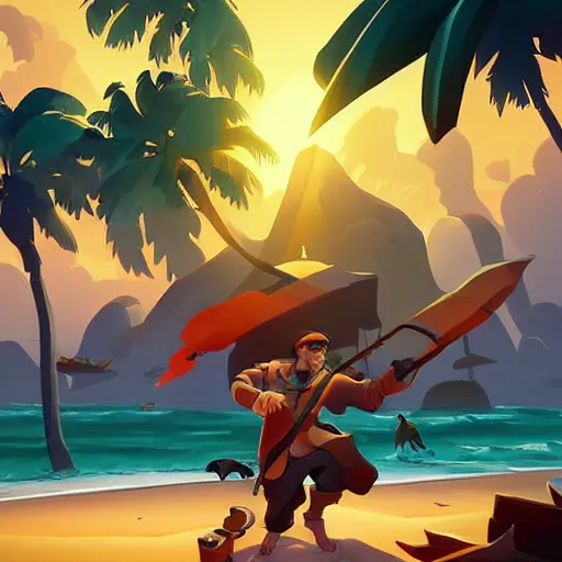 Image similar to painting treasure on sea of thieves game smooth median photoshop filter cutout vector, behance hd by jesper ejsing, by rhads, makoto shinkai and lois van baarle, ilya kuvshinov, rossdraws global illumination