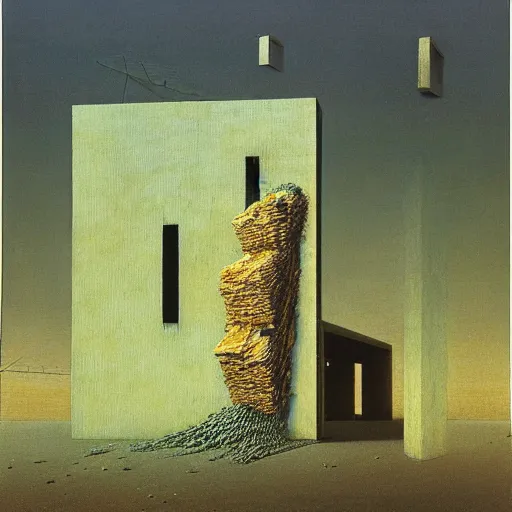 Prompt: tall boxes falling out of space side - by - side, glitched, zdzislaw beksinski