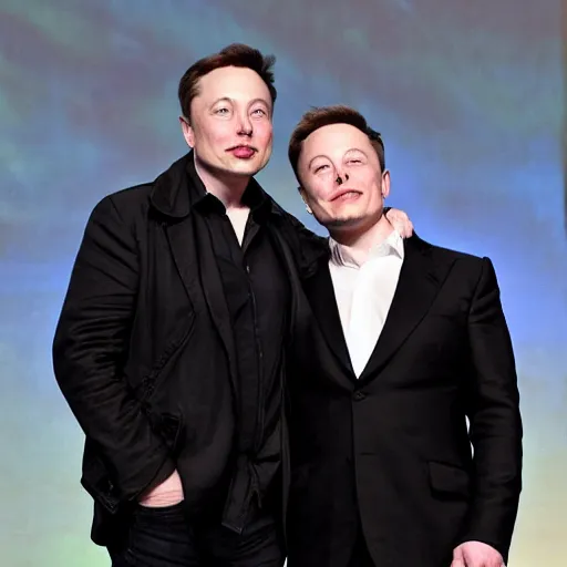 Prompt: Elon Musk and his brother Gollum