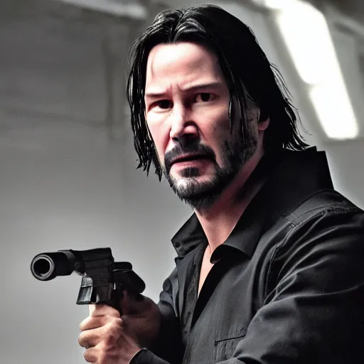 Image similar to Keanu reeves as the punisher 4K quality Photorealism