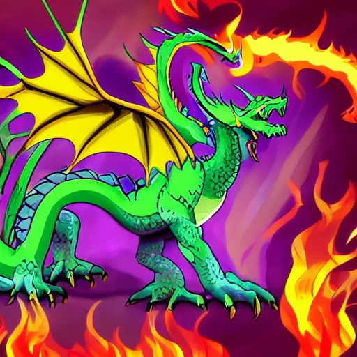 Prompt: large dragon, end boss, fire, colorfull, high detail, pokemon style