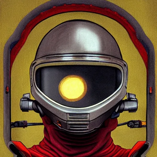 Prompt: self portrait of a Macintosh II with cape, helmet and beige body armor, digital art, realistic, ultradetailed, concept art, art in the style of Alien by Sady Fofana, trending on artstation, r/cassettefuturism, cgsociety