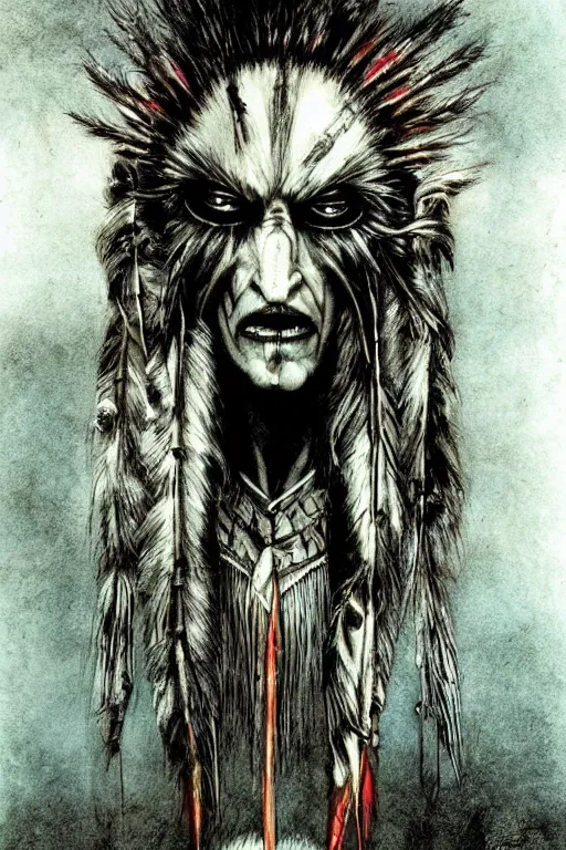 Image similar to mad native american skinwalker artwork by ben templesmith