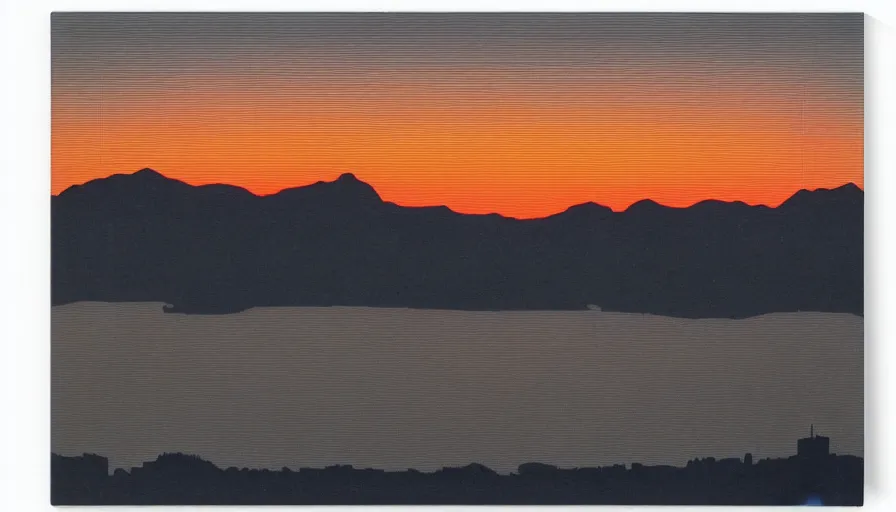 Image similar to sunset over the san francisco bay area by victor vasarely