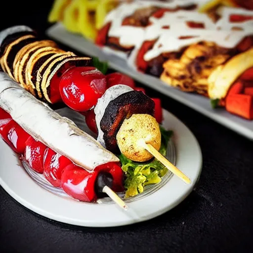 Image similar to kebab cake with candles, hd, food photography from instagram