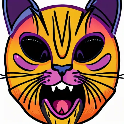 Image similar to Blood thirsty kitten, sticker, highly detailed, colorful, illustration, drama, smooth and clean vector curves, no jagged lines, vector art, smooth