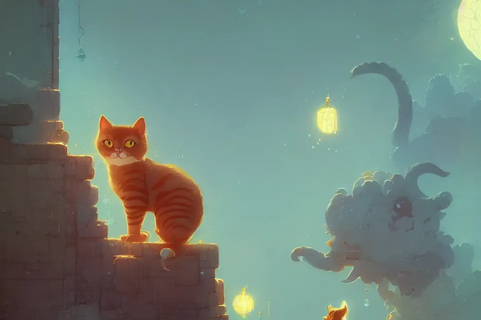 Image similar to cute cat, by victo ngai and andreas rocha and greg rutkowski, trending on artstation, unreal engine, 8 k hd wallpaperjpeg artifact, blur, artfact