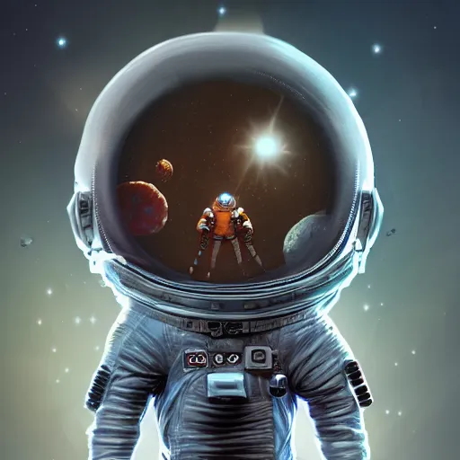 Image similar to an epic portrait of an astronaut entering the micro atom realm of microscopic multiverse with a tiny micro spaceship, cinematic lighting, under a microscope, trending on Artstation, highly detailed, insane details