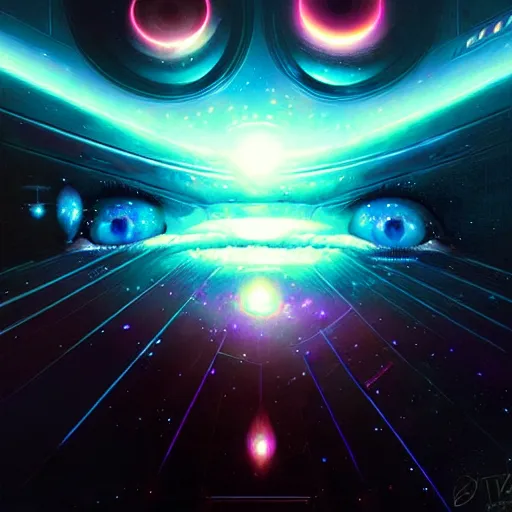 Prompt: trippy psychedelic cosmic eyes in outer space by greg rutkowski - h 8 3 2