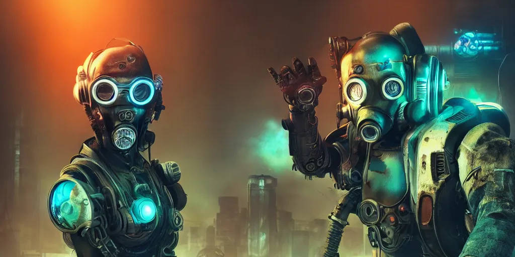 Prompt: cyberpunk cat wearing robotic mask, fallout 5, studio lighting, deep colors, apocalyptic setting