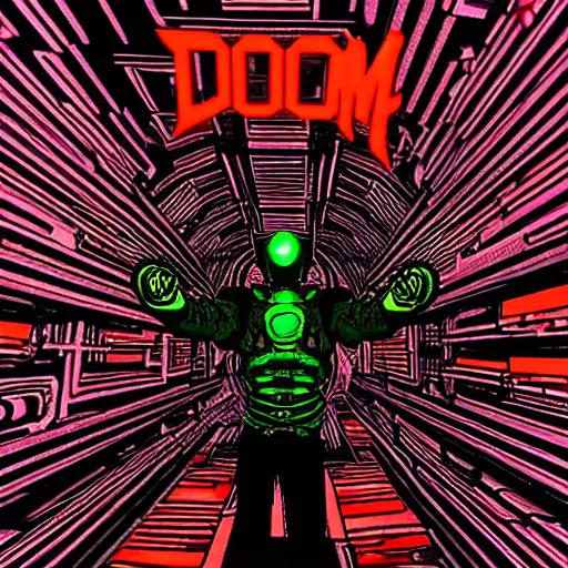 Prompt: my vacation in the blackrooms. Doom Style. Selfie