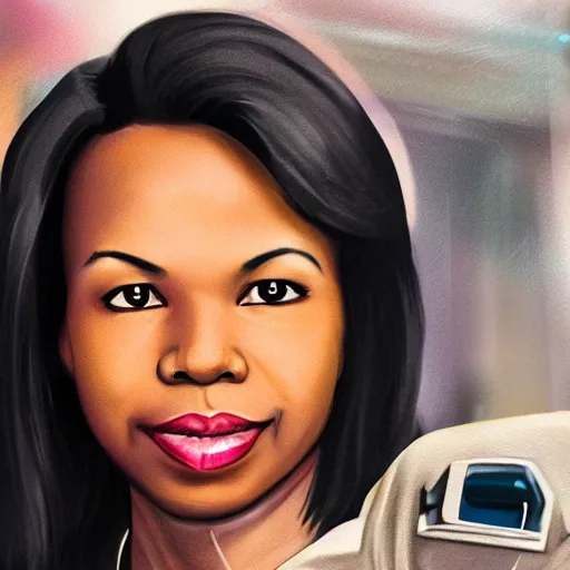 Prompt: young woman Condoleezza Rice as Han Solo, XF IQ4, 150MP, 50mm, F1.4, ISO 200, 1/160s, natural light, Adobe Photoshop, Adobe Lightroom, photolab, Affinity Photo, PhotoDirector 365