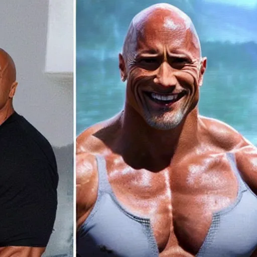 Prompt: dwayne johnson if he were really skinny