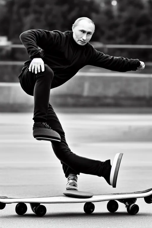 Image similar to a picture of putin playing skateboard - taken with canon eos 5 d mark iv, versatile, photogenic, lens interoperability, autofocus, 4 k uhd video capture at 3 0 fps, 8 k time - lapse functions, by karah mew