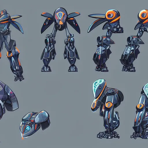 Image similar to character design sheets for an ancient manta ray battle mech suit, art by tim shafer from his work on psychonauts 2 by double fine, and inspired by splatoon by nintendo, blacklight