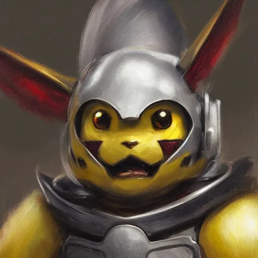 Image similar to pikachu as a realistic fantasy knight, closeup portrait art by donato giancola and greg rutkowski, realistic face, digital art, trending on artstation, symmetry!!