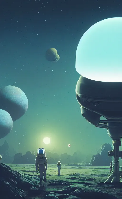 Image similar to A astronaut gazing upon an amazing alien landscape, digital art, breathtaking, golden ratio, extremely detailed, establishing shot, hyperrealistic, cinematic lighting, particles, unreal engine, simon stålenhag, rendered by Beeple, Makoto Shinkai, syd meade, simon stålenhag, Ruan Jia, Kentaro Miura, environment concept, artstation, octane render, 8K UHD image