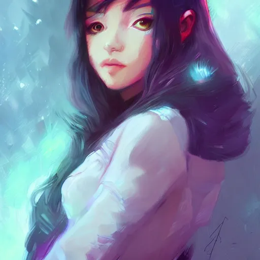 Prompt: portrait of teen girl, art by Ross tran