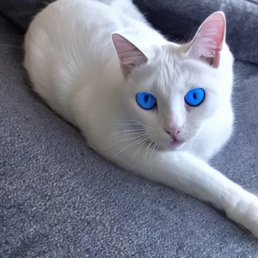 Prompt: white cat with blue eyes,