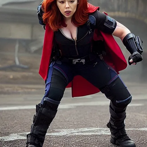 Prompt: “A still of Chris Evans as Natasha Romanoff in the film Avengers, high definition”