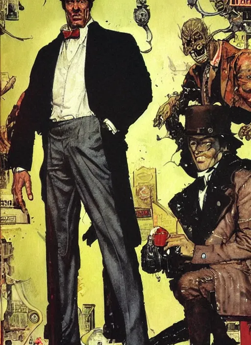 Prompt: full body and head portrait of mr hyde league of extraordinary gentlemen, painted by norman rockwell and phil hale and greg staples and tom lovell and frank schoonover and jack kirby