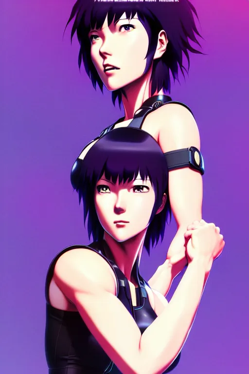 Image similar to a fullbody portrait of motoko kusanagi the major ghost in the shell : : stand alone complex, under repairs, maintenance : : by ilya kuvshinov, rossdraws, artgerm, sola digital arts, anti aliasing, raytracing : :