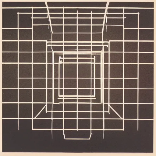 Prompt: wire - frame model eroding | album artwork, used lp ( 1 9 7 7 )