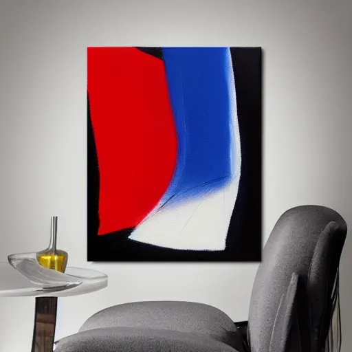 Prompt: acrylic abstract painting on canvas using primary red and blue