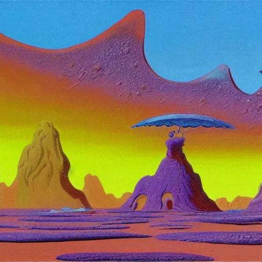 Image similar to martian landscape by Roger Dean