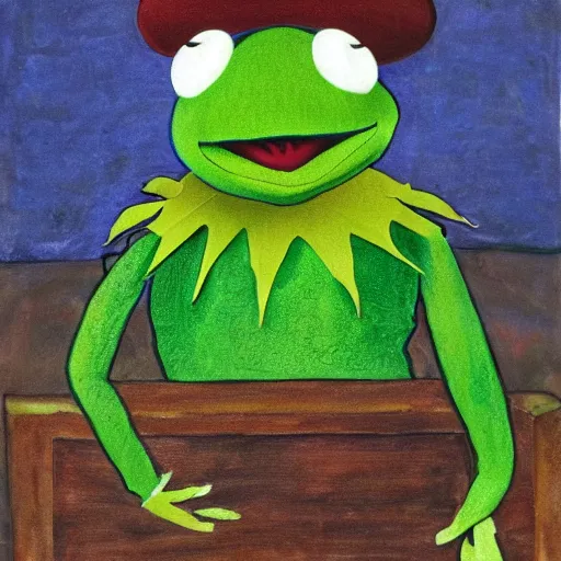 Prompt: portrait of kermit the frog, renaissance