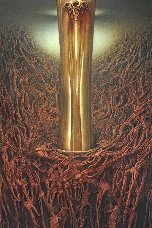 Prompt: hyper realistic painting of the holy grail by wayne barlowe, beksinski, hr giger, austin osman spare, bussiere