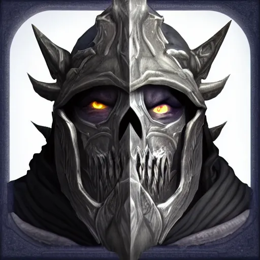 Image similar to world of warcraft lich king profile picture with large chin