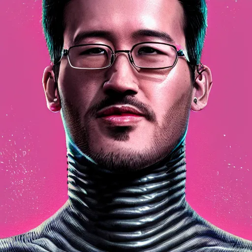 Image similar to portrait of markiplier wearing a skintight suit, an ultrafine hyperdetailed illustration by tooth wu and wlop and beeple and greg rutkowski, trending on artstation, highly detailed, 4 k, 8 k