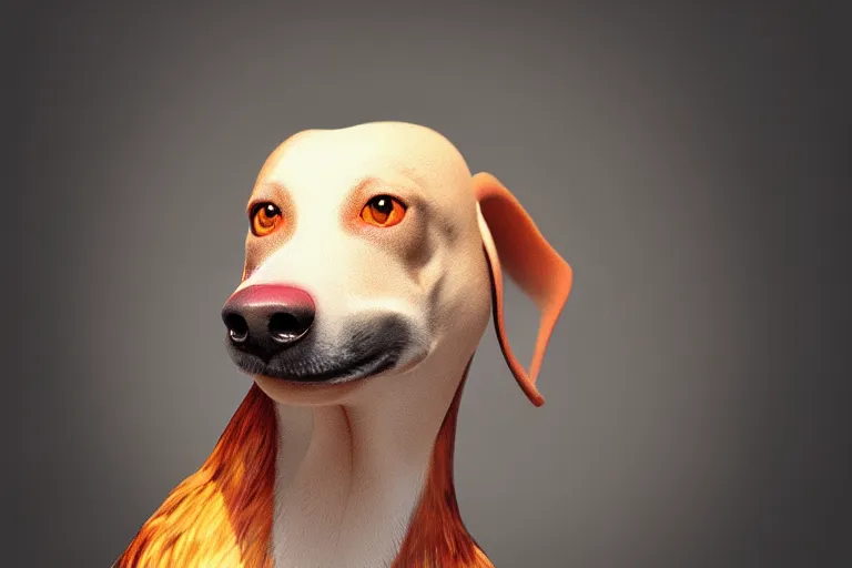 Prompt: a digital painting of a single chicken - dog hybrid, hyperealism, award winning, stunning, trending on art - sation, highly detailed, cinematic lighting, 8 k, hd