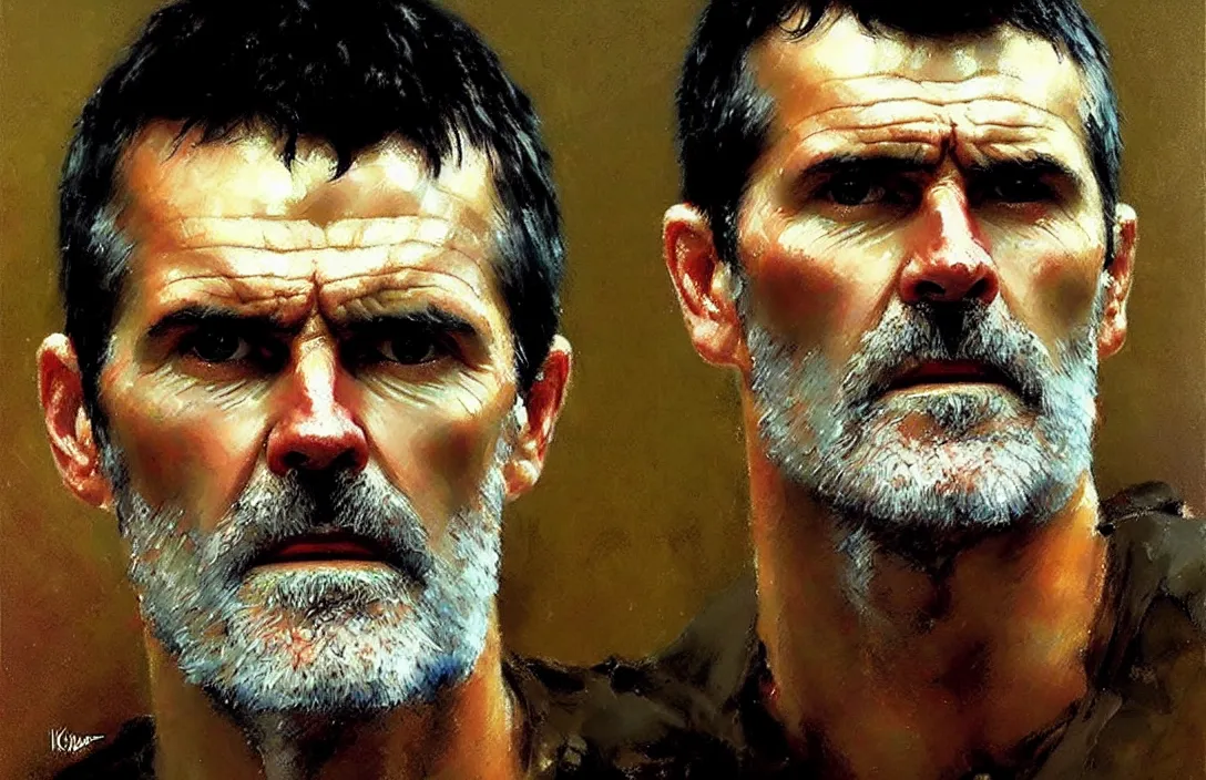Image similar to portrait of roy keane!!!!!!!!!!!!!!!!!!!!!!!!!!!, detailed face, detailed painting, epic lighting, by ilya repin, phil hale and kent williams